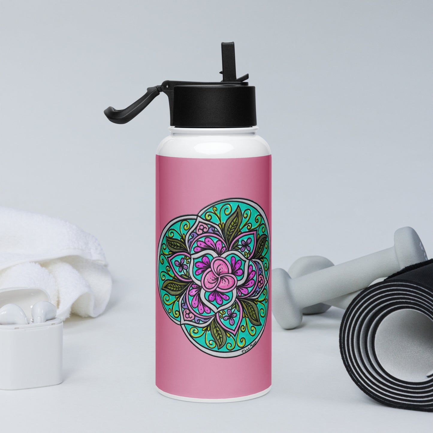 Triquetra Bloom Mandala 32-oz Stainless Steel Water Bottle