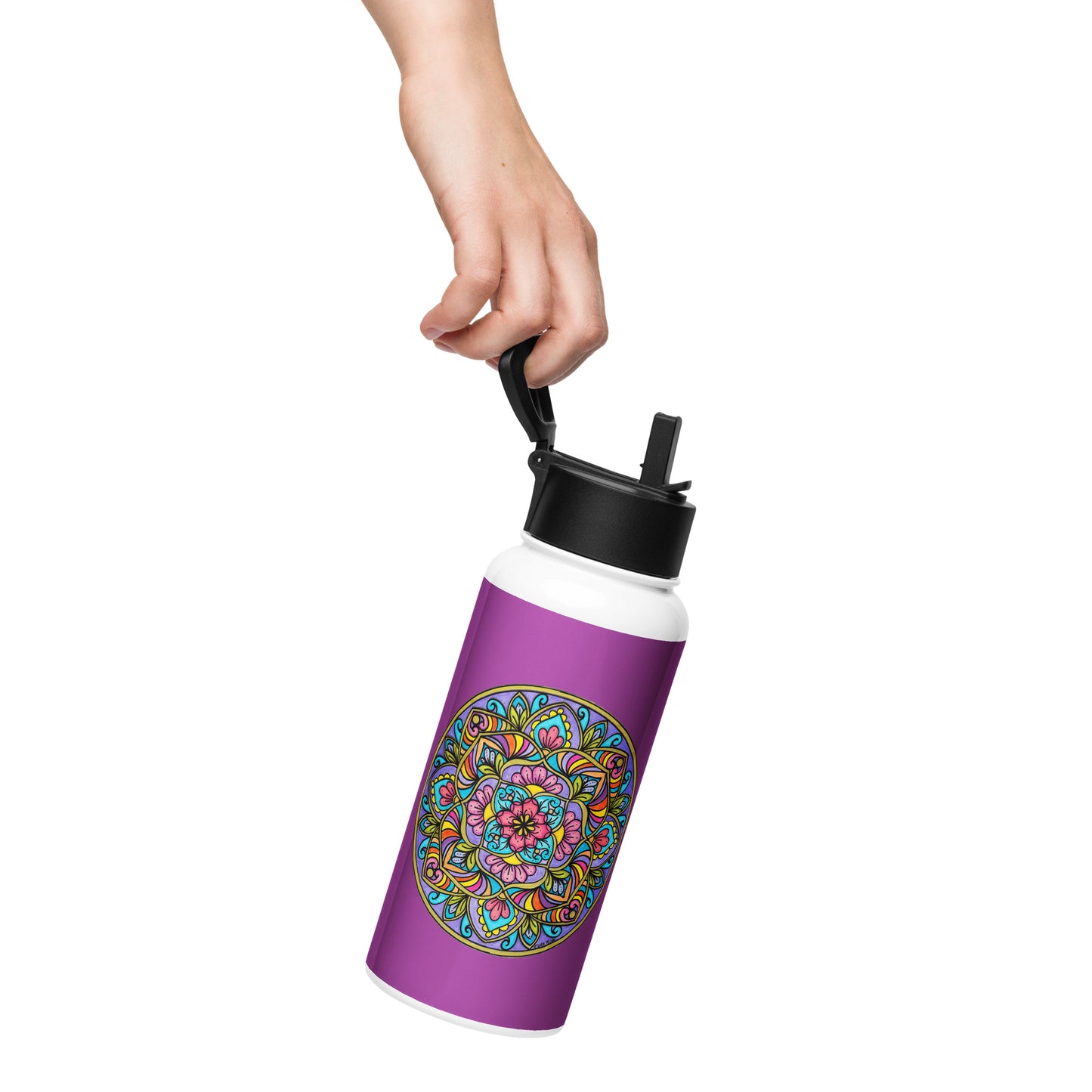 Floral Scrolls Mandala 32-oz Stainless Steel Water Bottle