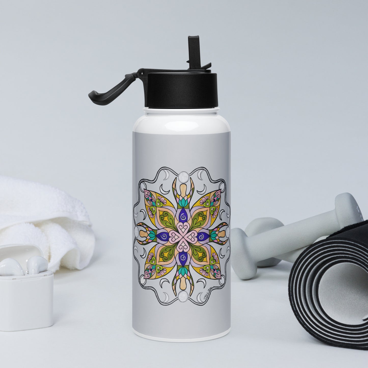 Moonlit Goddess Mandala 32-oz Stainless Steel Water Bottle