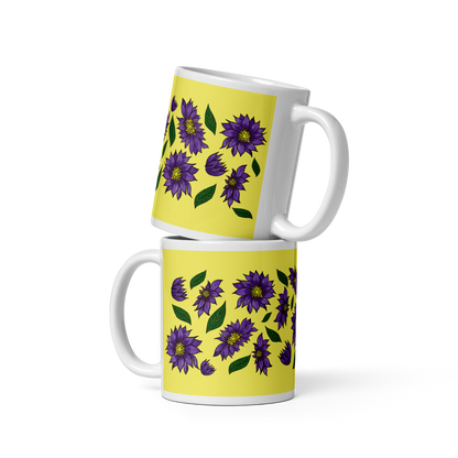Purple Daisies Glossy White Mug