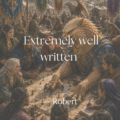 Reader review of The Scourge Incursion: “Extremely well written” — Robert, shown over Posair and Gryphon leaders planning together.