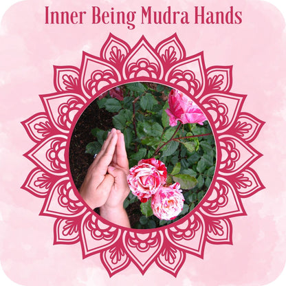 Inner Being mudra hand position used with sung Sanskrit mantras, showing embodied devotional practice from Transformational Prayers