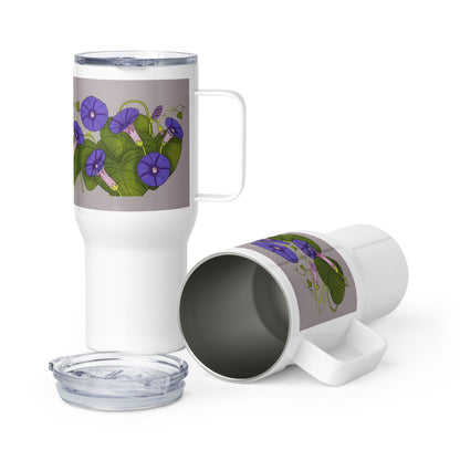 Morning Glories 25-oz Travel Mug with Handle