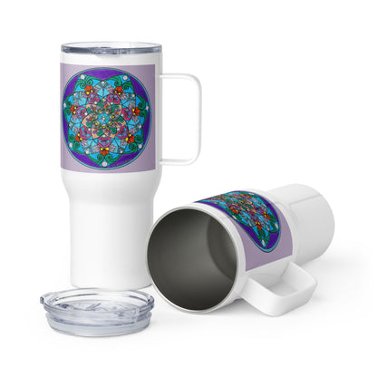Elemental 7-Petal Mandala 25-oz Travel  Mug with Handle