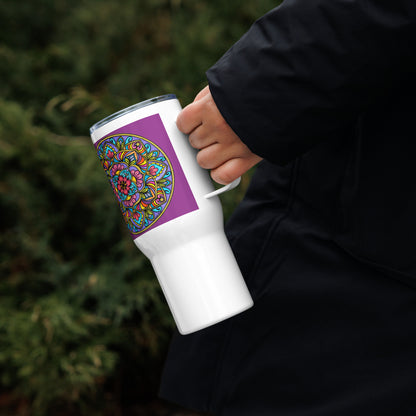 Floral Scrolls Mandala 25-oz Travel Mug with Handle