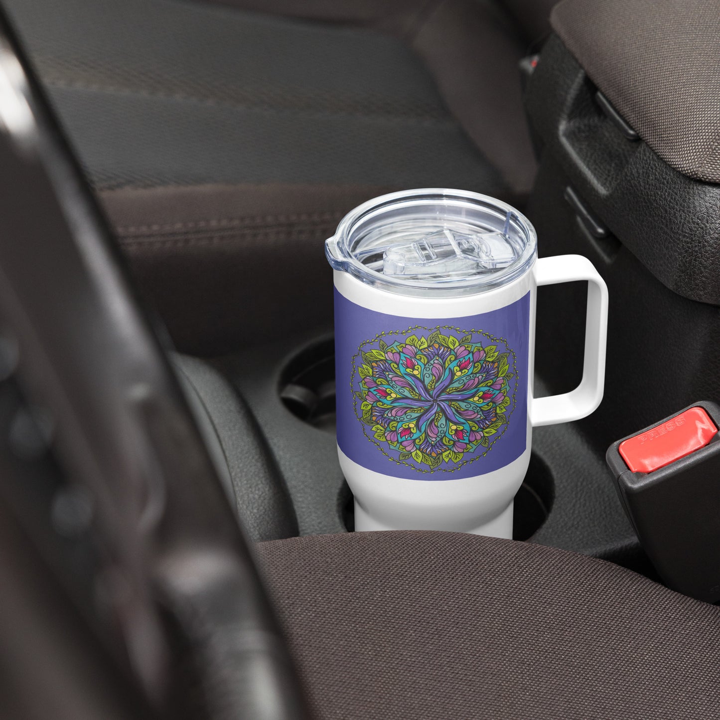 Bloom in Balance Swirling Flower Mandala 25-oz Travel Mug