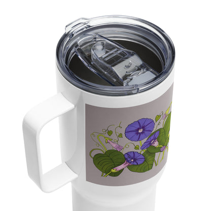 Morning Glories 25-oz Travel Mug with Handle