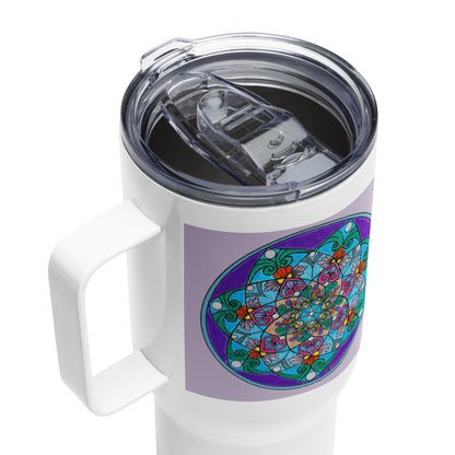 Elemental 7-Petal Mandala 25-oz Travel  Mug with Handle