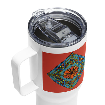 Fiery Radiance Mandala 25-oz Travel Mug with Handle
