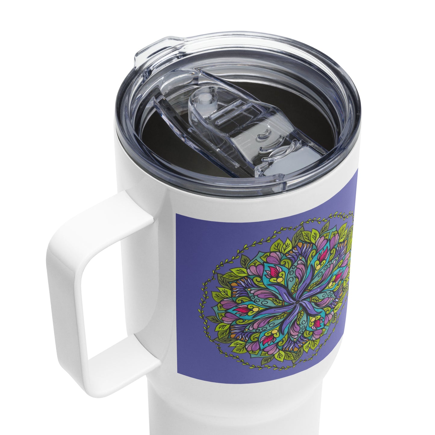 Bloom in Balance Swirling Flower Mandala 25-oz Travel Mug