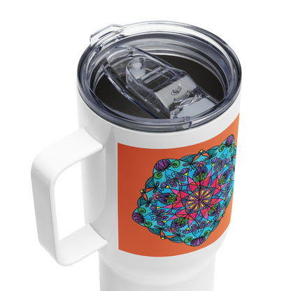 Enchanted Wings Mandala 25-oz Travel Mug with Handle