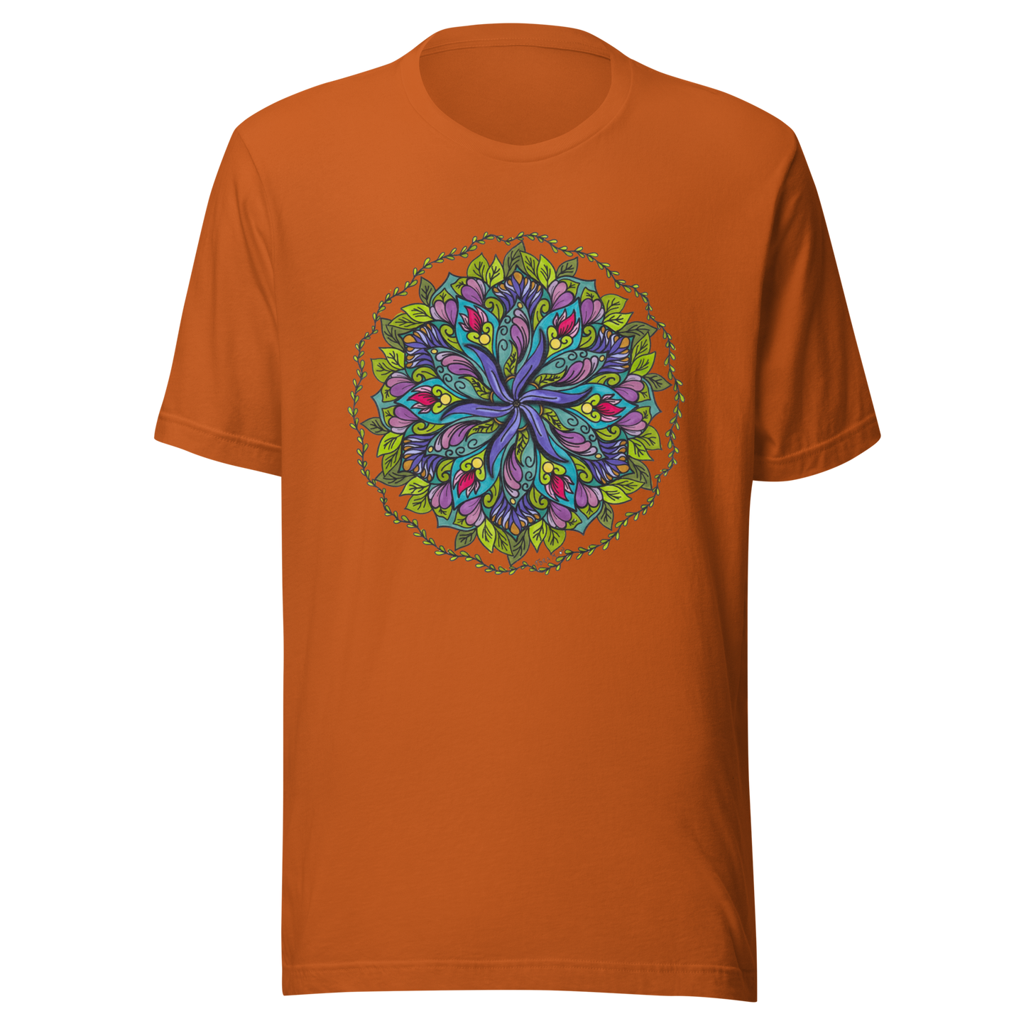 Bloom in Balance Swirling Flower Mandala T-shirt