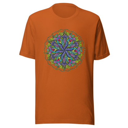 Bloom in Balance Swirling Flower Mandala T-shirt