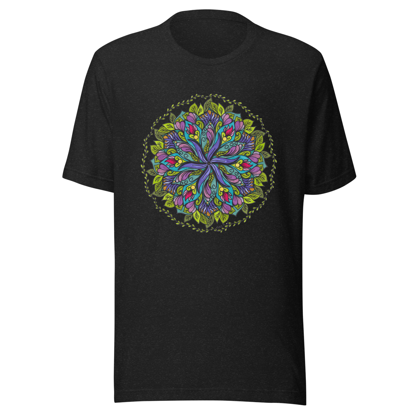Bloom in Balance Swirling Flower Mandala T-shirt