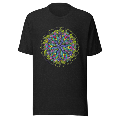 Bloom in Balance Swirling Flower Mandala T-shirt