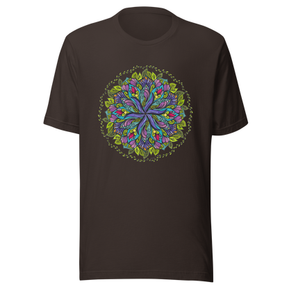 Bloom in Balance Swirling Flower Mandala T-shirt