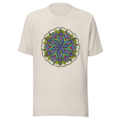 Bloom in Balance Swirling Flower Mandala T-shirt