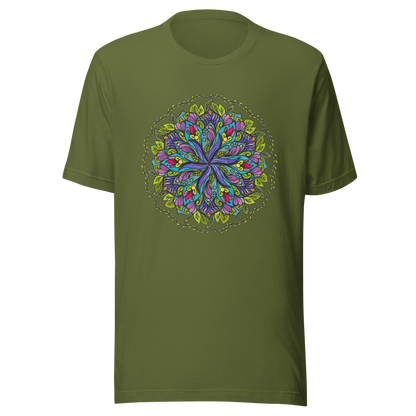 Bloom in Balance Swirling Flower Mandala T-shirt