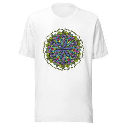 Bloom in Balance Swirling Flower Mandala T-shirt