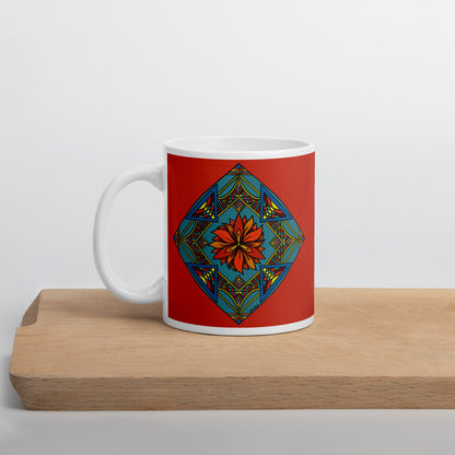 Fiery Radiance Mandala Glossy White Mug