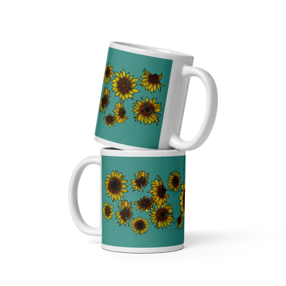 Sunflowers Glossy White Mug