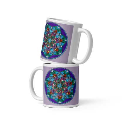 Elemental 7-Petal Mandala Glossy White Mug