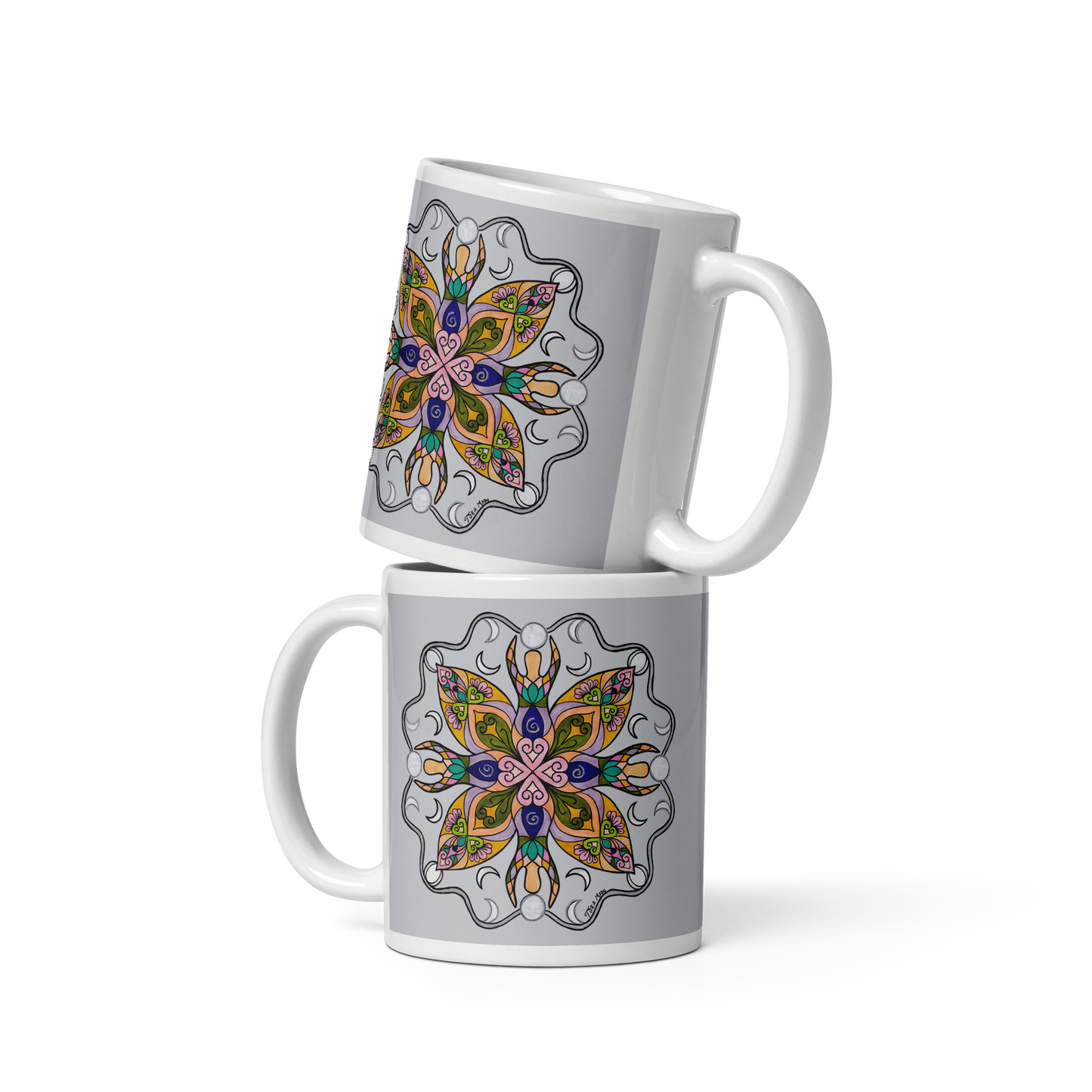 Moonlit Goddess Mandala Glossy White Mug