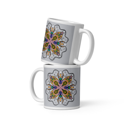 Moonlit Goddess Mandala Glossy White Mug