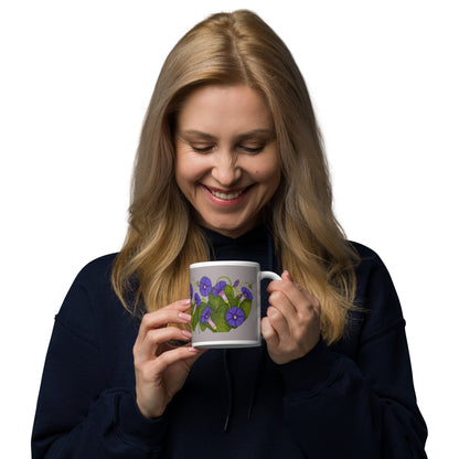 Morning Glories Glossy White Mug