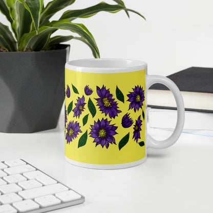 Purple Daisies Glossy White Mug