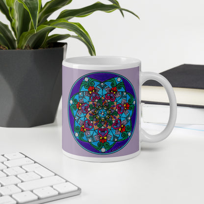 Elemental 7-Petal Mandala Glossy White Mug