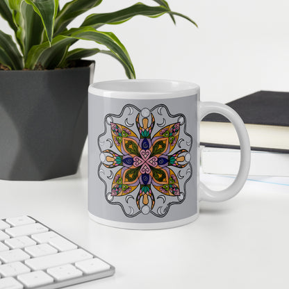 Moonlit Goddess Mandala Glossy White Mug
